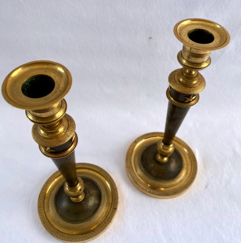 Empire - Pair of Empire  bronze candlesticks