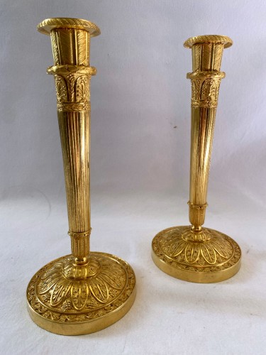 Lighting  - Pair of Charles X gilt bronze flambeaux