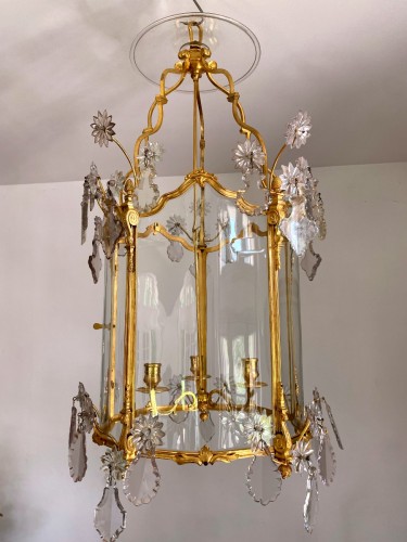Transition lantern in gilt bronze and pendants - Lighting Style Transition