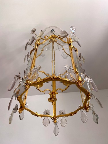 Lighting  - Transition lantern in gilt bronze and pendants