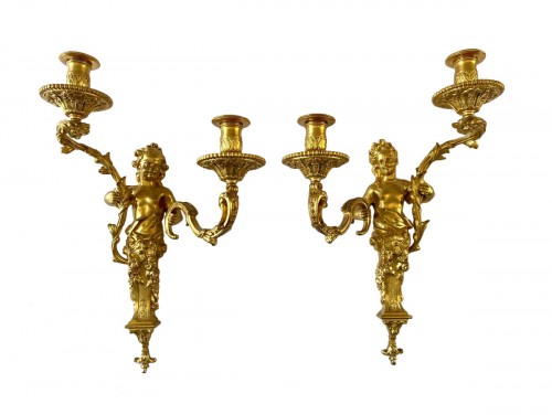 Paire d'appliques Napoléon iII en bronze doré