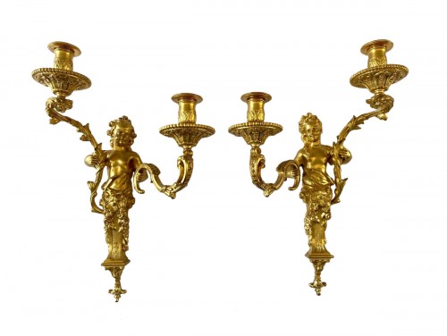 Paire d'appliques Napoléon iII en bronze doré