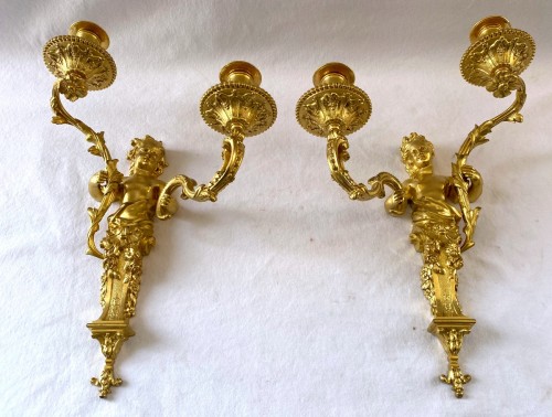 Luminaires Appliques - Paire d'appliques Napoléon iII en bronze doré
