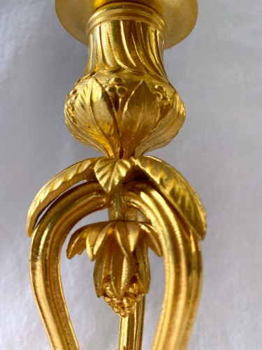 Paire de bougeoirs Louis XVI en bronze doré - Jullion Antiquités