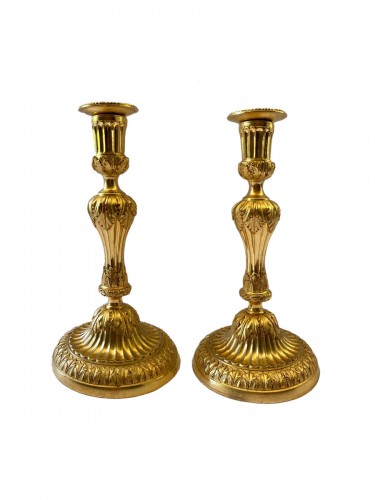 Pair of Louis XVI ormolu candlesticks