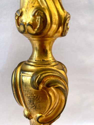Antiquités - Paire de flambeaux régence en bronze doré