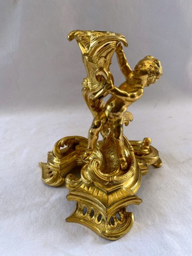 Flambeau Louis XV en bronze doré par Meissonnier - Luminaires Style Louis XV