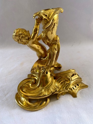 Flambeau Louis XV en bronze doré par Meissonnier - Jullion Antiquités
