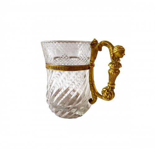 Empire cup in cut crystal and gilt bronze