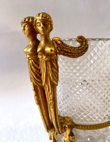 Glass & Crystal  - Empire cup in cut crystal and gilt bronze