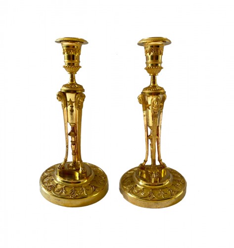 Pair of Empire ormolu candlesticks