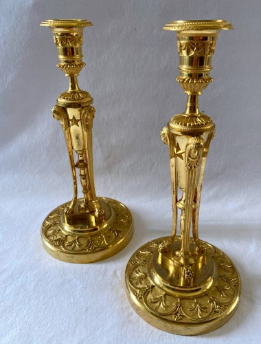 Pair of Empire ormolu candlesticks - Lighting Style Empire