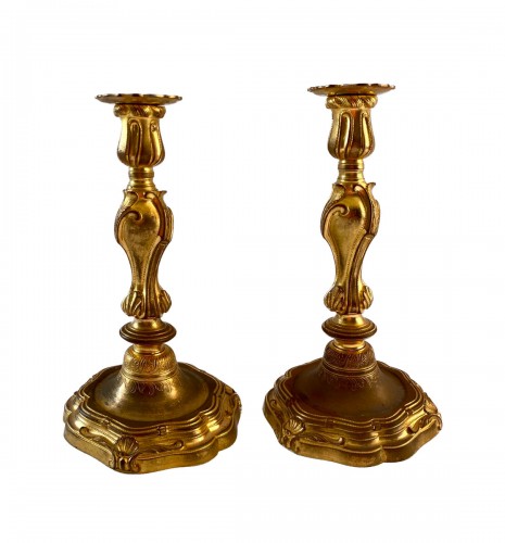 Pair of Louis XV  bronze flambeaux