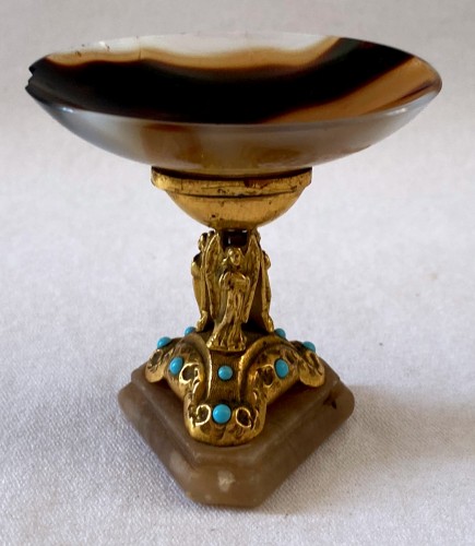 Objet de décoration Cassolettes, coupe et vase - Garnesson au palais royal - Coupe en agate signé et bronze
