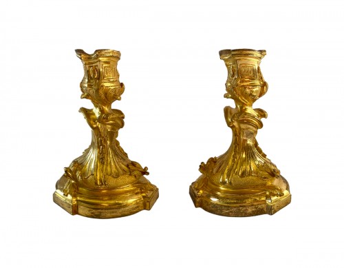 Flambeaux de toilette Louis XV en bronze doré