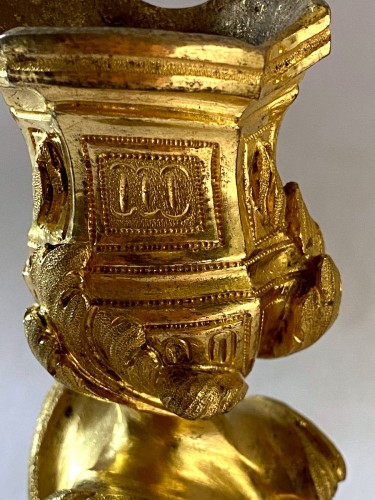 Antiquités - Flambeaux de toilette Louis XV en bronze doré