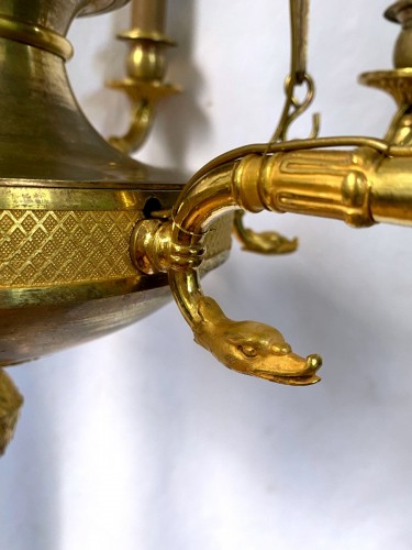 Lustre Empire en bronze doré - Jullion Antiquités
