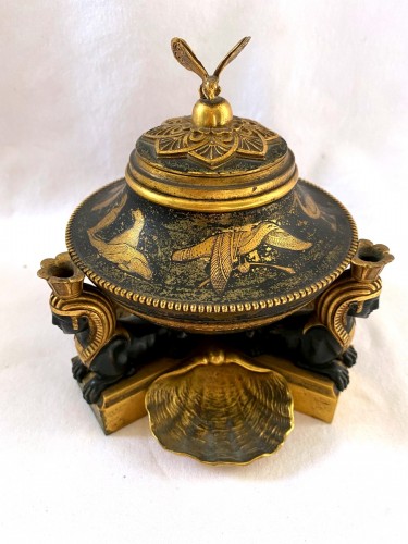 Encrier Charles X en bronze doré - Objet de décoration Style Restauration - Charles X