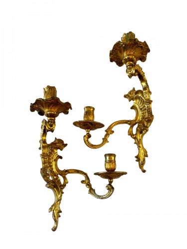 Paire d'appliques régence en bronze doré