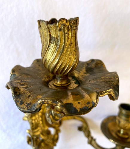 Antiquités - Paire d'appliques régence en bronze doré