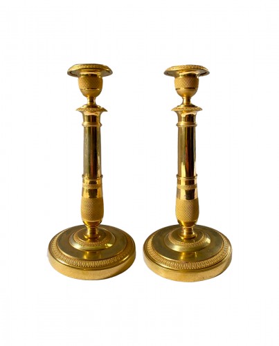 Pair of Empire ormolu candlesticks