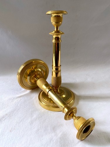 Lighting  - Pair of Empire ormolu candlesticks