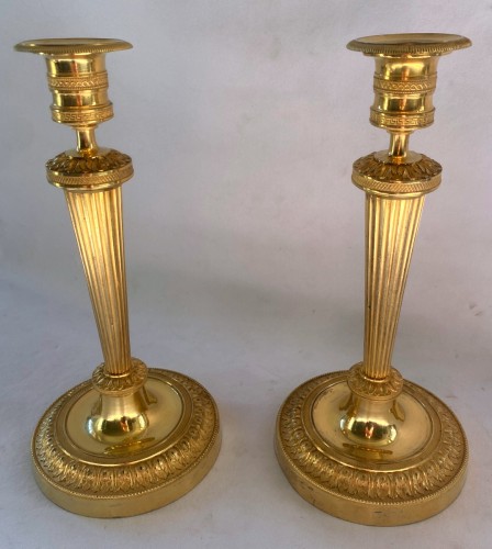 Paire de flambeaux Directoire en bronze doré - Luminaires Style Directoire