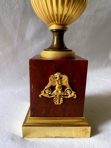 Paire de vases Empire en bronze doré et marbre - Jullion Antiquités