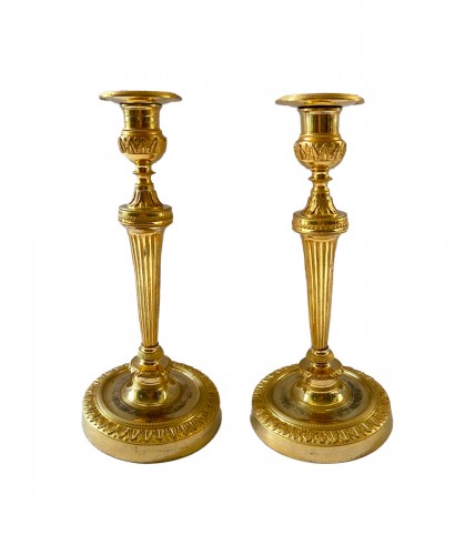 Pair of large Louis XVI bronze candlesticks