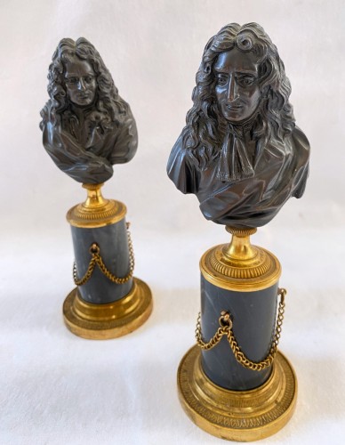 Paire de bustes en bronze patiné et doré - Objet de décoration Style Directoire