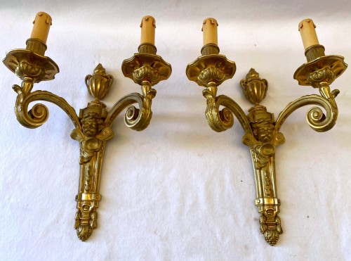 Pair of ormolu sconces, late 19th century - Lighting Style Napoléon III