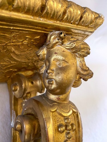 XVIIIe siècle - Console murale Louis XIV en bois doré
