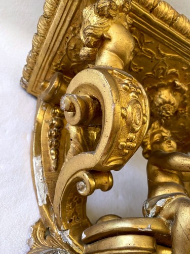 Louis XIV - Console murale Louis XIV en bois doré