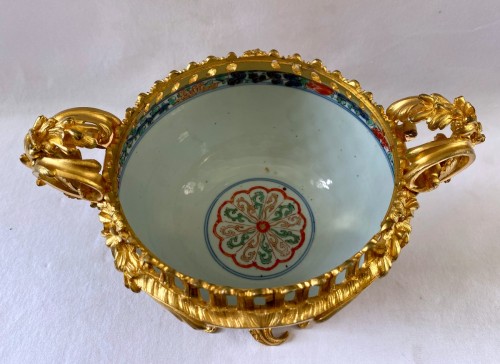 Coupe porcelaine époque Kangxi montée bronze - Louis XIV