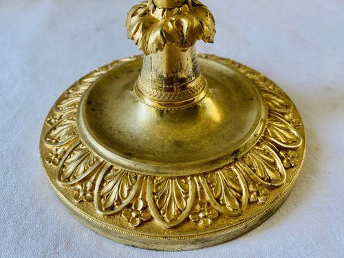 Paire de grands flambeaux Directoire en bronze doré - Jullion Antiquités