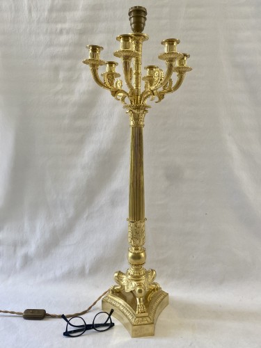 Grand candélabre Empire en bronze doré - Luminaires Style Empire
