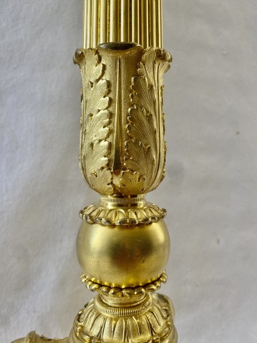 XIXe siècle - Grand candélabre Empire en bronze doré