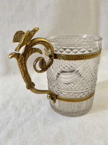 Tasse en cristal du Creusot et bronze doré - Verrerie, Cristallerie Style Empire