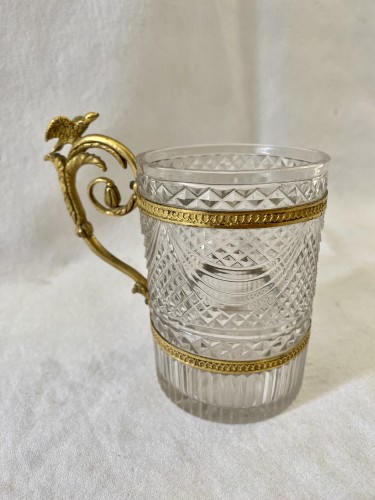 Verrerie, Cristallerie  - Tasse en cristal du Creusot et bronze doré