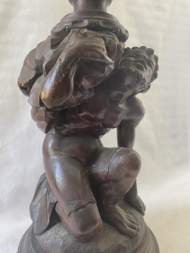 XIXe siècle - Sellette au nubien en bois sculpté
