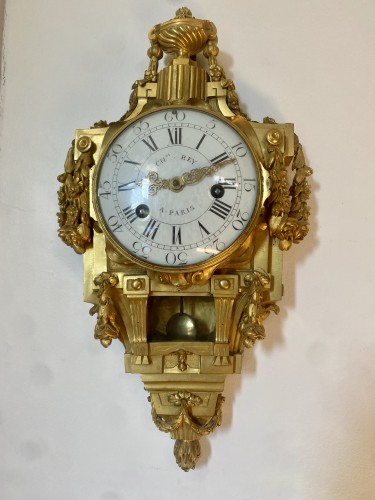 Cartel d'applique Louis XVI en bronze doré - Horlogerie Style Louis XVI