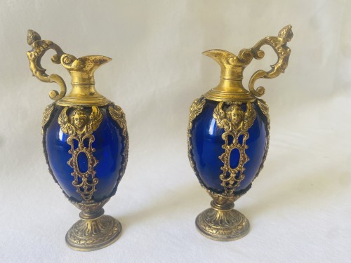 Objet de décoration Cassolettes, coupe et vase - Paire de vases en verre bleu, Naples vers 1600