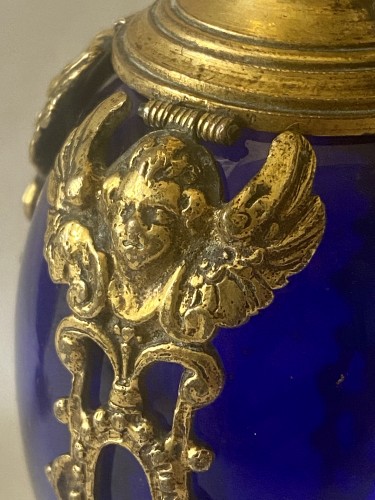 Antiquités - Paire de vases en verre bleu, Naples vers 1600
