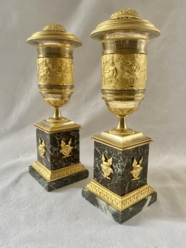 Paire de cassolettes Empire attribuées à Thomire - Jullion Antiquités