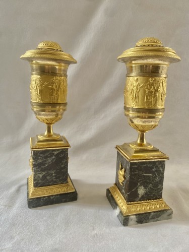 XIXe siècle - Paire de cassolettes Empire attribuées à Thomire