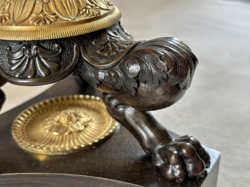 Paire de grands candélabres Empire en bronze doré et patiné - Empire