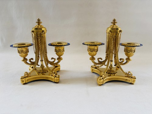 Victor Paillard, paire de candélabres en bronze doré - Luminaires Style Napoléon III