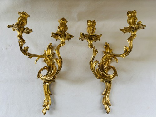 Luminaires Appliques - Paire d'appliques Louis XV en bronze doré