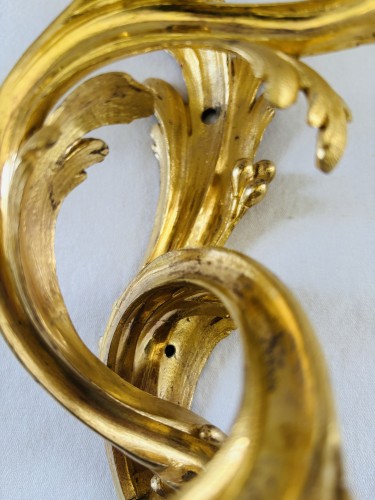 Antiquités - Paire d'appliques Louis XV en bronze doré