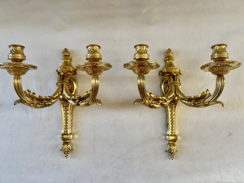 Paire d'applique Louis XVI en bronze doré - Jullion Antiquités